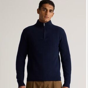 Quince Mongolian Cashmere Quarter Zip Sweater in navy professional comfortable